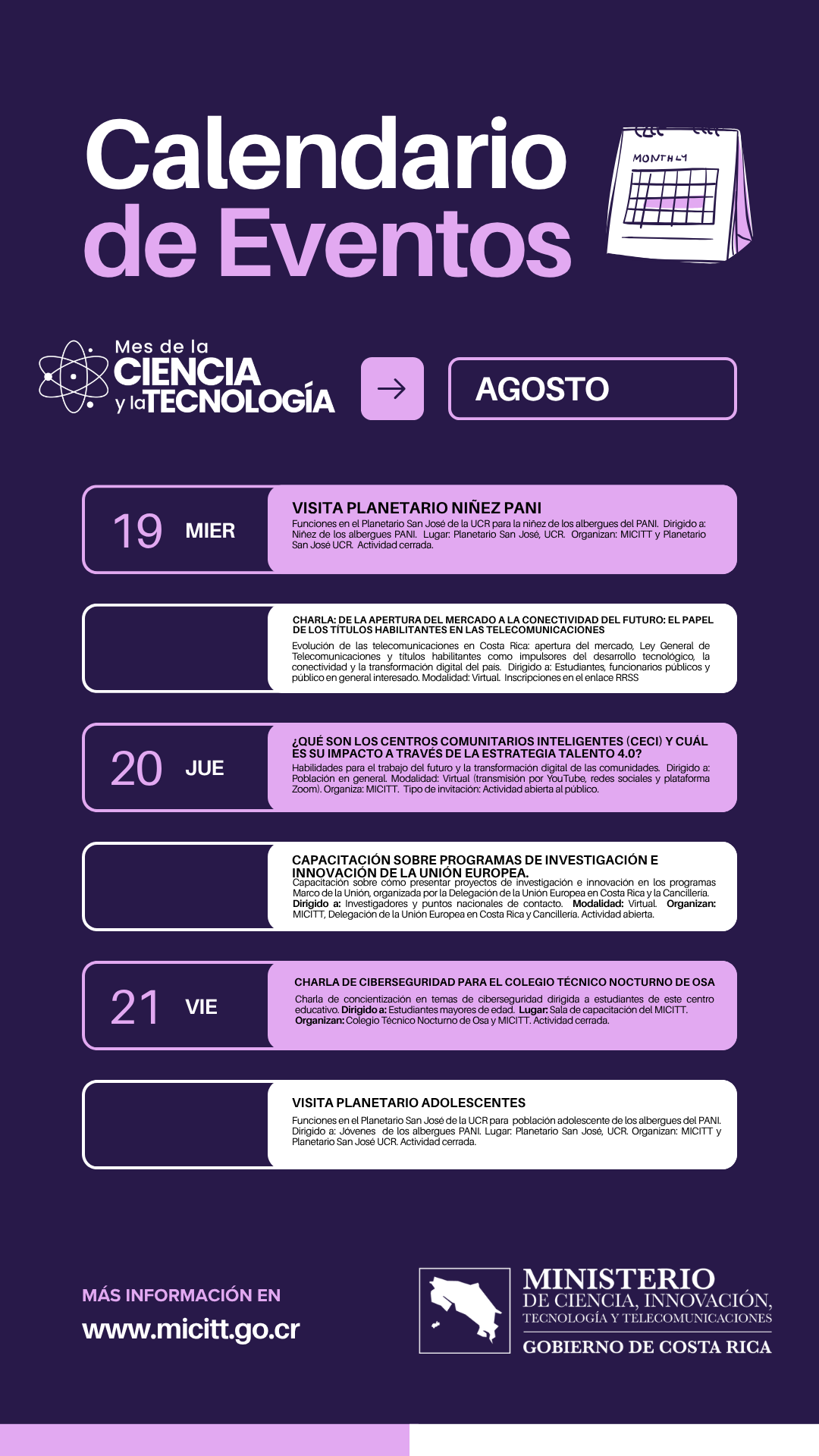 Afiche 3 del calenmdario de eventos